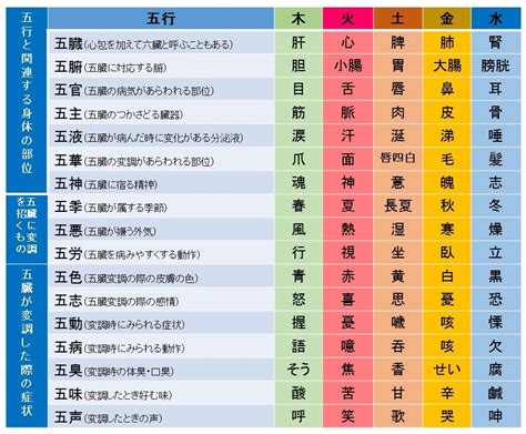 五行色体表とは|五行色体表（しきたいひょう）と臨床への応用